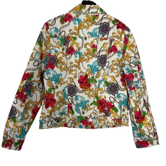 Boston Proper Colorful Medallion Chain Print Denim Jacket Size M - Picture 6 of 6